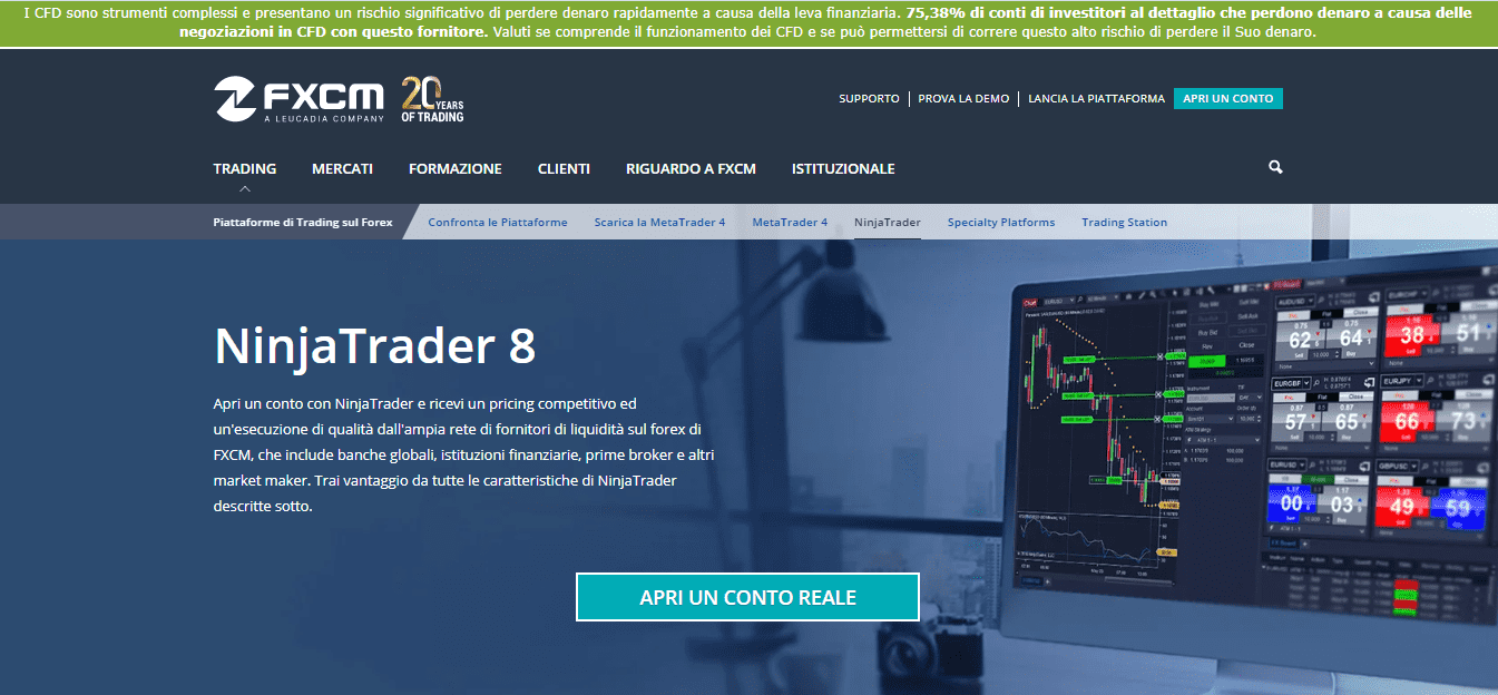 Piattaforma NinjaTrader di FXCM Piattaforma NinjaTrader di FXCM